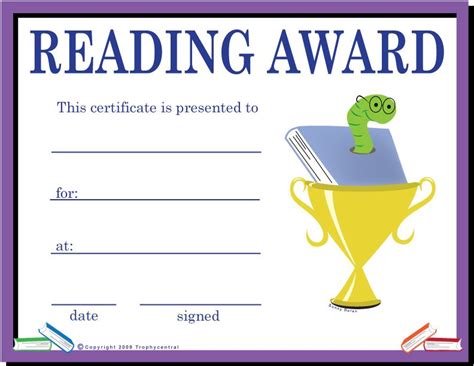 Free Reading Certificates Printable Reading Certificate Reading
