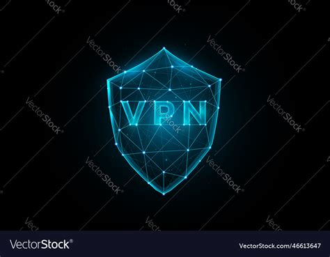 Polygonal Vpn Shield On Dark Blue Background Vector Image