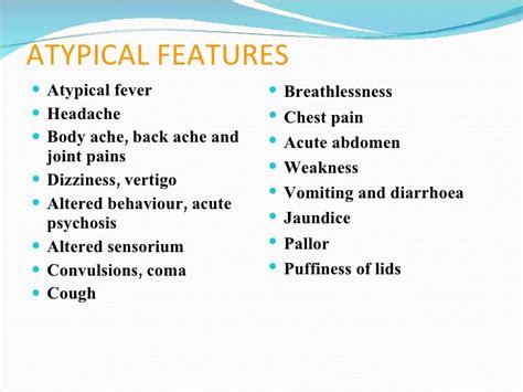 3 Malaria Clinical Features