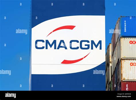 The Cma Cgm Logo On The Funnel Of The Container Carrier Cm Cgm Mexico