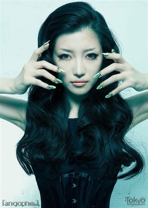 Japanese Model Machiko Wearing Silver Finger Tips By The Japanese Custom Molded Body Jewelry