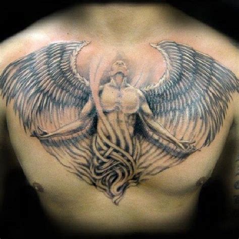Inspiring Angel Chest Tattoo Icarus Tattoo Body Language Tattoo