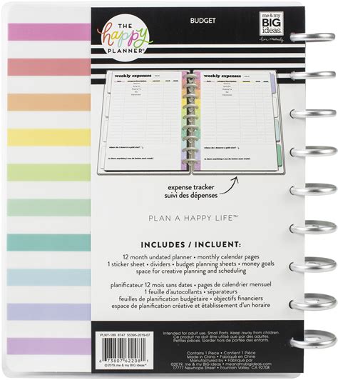 Happy Planner 12 Month Undated Classic Planner 925x7 Budget