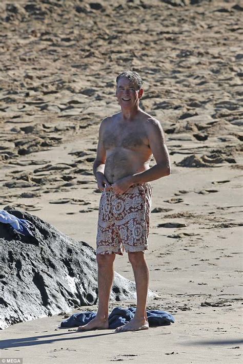 Pierce Brosnan Exclusive Year Old Fox Goes Shirtless For Beach Day In Hawaii With Wife Keely