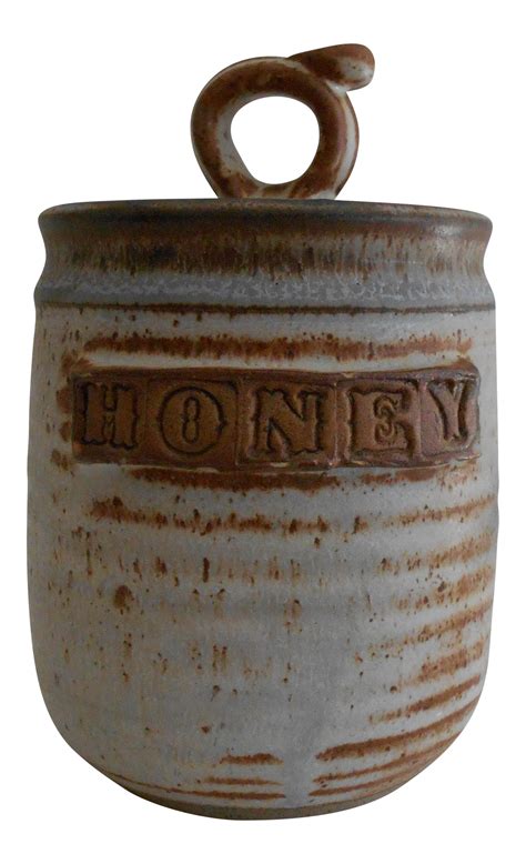 Rustic Pottery Honey Pot | Chairish