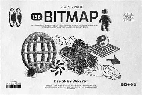 138 Bitmap Vector Shapes Pack On Behance