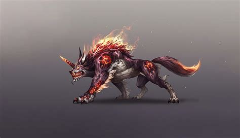 Hd Wallpaper Fantasy Fire Monster Art Flame Style Wolf