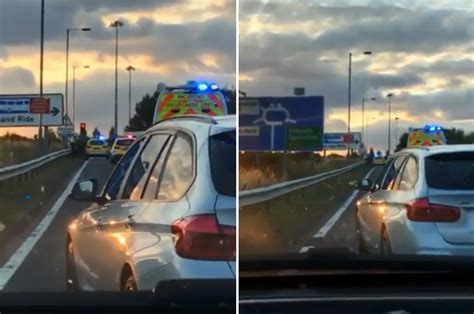 Police Helicopter Sweeps Over M90 As Travellers Brawl On The Motorway