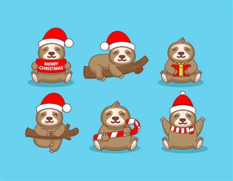 Premium Vector Cute Cartoon Sloth Graphic For Christmas Holiday