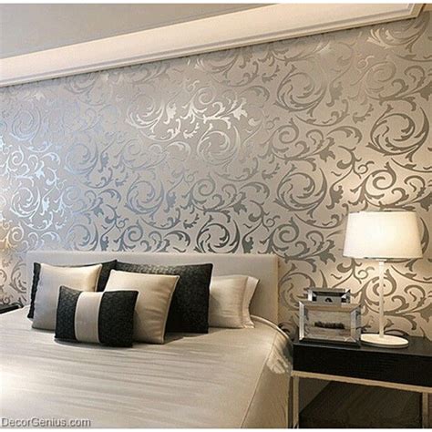 Popular 3d Design Silver Bedroom Wallpaper Modern Style Decorgenius Dgwp004