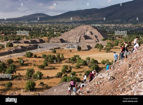 Pyramid Of The Moon From Sun Pyramid Teotihuacan Suburb Of Mexico