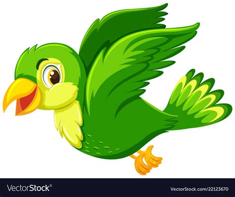 A Green Bird Flying On White Background Royalty Free Vector