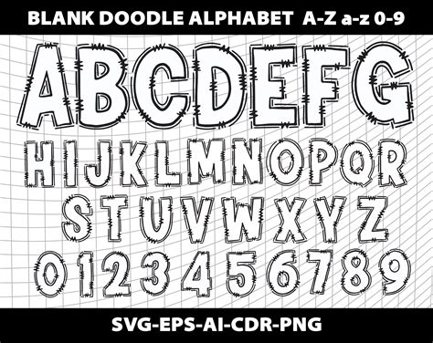 Doodle Blank Transparent Letters Font Alphabet Png Svg Cdr Ai Etsy