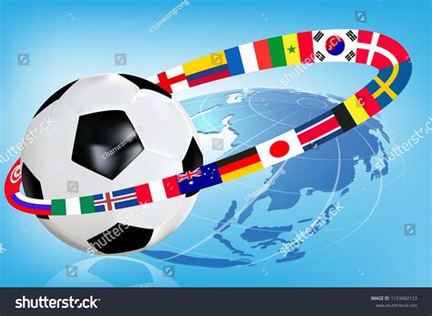 Soccer Ball Football Flag Around World Stock Vector Royalty Free