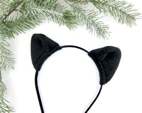 Cat Ears Headband Black Kitten Ears Plush Cat Headband Etsy
