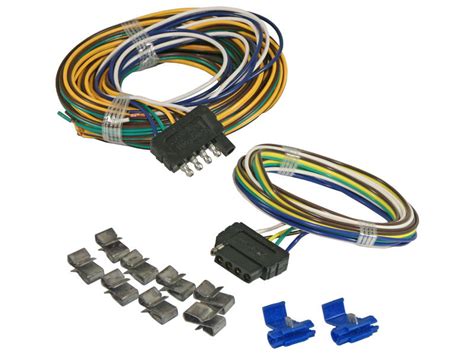 Includes guides for 7 pin, 6pin, 5 pin, 12 pin, 13 pin, pin and heavy duty round plugs and sockets. Rigid 7107 Trailer Wiring Kit with 5-Way Flat - 25 ft.