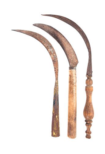 Sickle synonyms, sickle pronunciation, sickle translation, english dictionary definition of sickle. Three Old Rusty Sickle Isolated On White Backgroundold ...