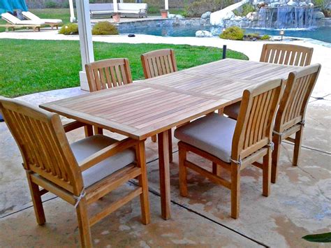 Is there a steel with white fabric product available in teak patio dining sets? Waterford Teak 7 Piece Dining Set with Cushions - IKsun ...