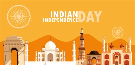 Indian Independence Day Poster With Group Of Buildings 691388 Vector