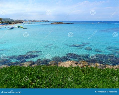 Beach Coast Landscape Mediterranean Sea Cyprus Island Stock Image