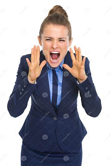 Angry Business Woman Shouting Stock Image Image Of Suit