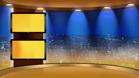 Virtual Studio Set Background With Main Monitor And Background Monitors