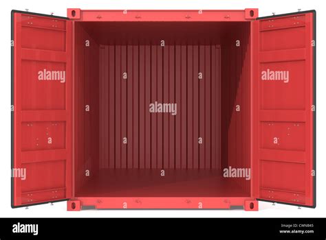 Red Cargo Container Open Doors Front View Stock Photo Alamy