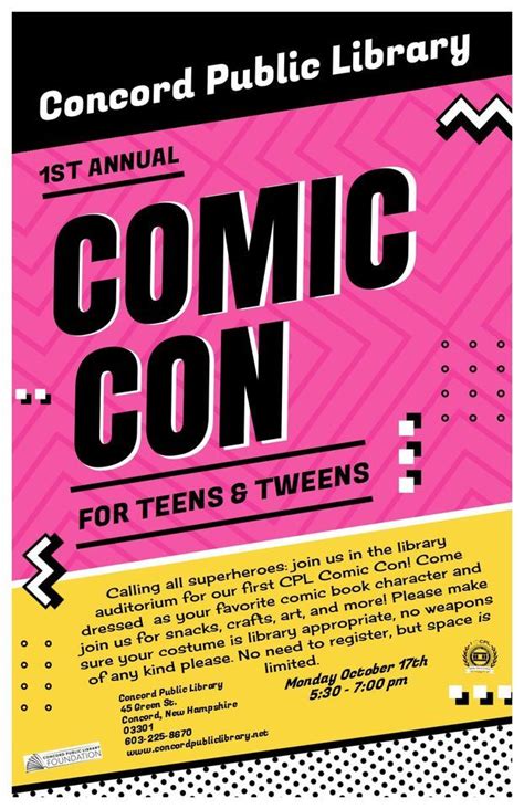 Teens And Tweens Comic Con Concord Public Library October 17 2022