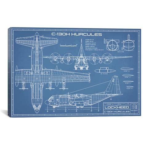 C 130 Hercules Airplane Blueprint 18w X 12h X 075d Action