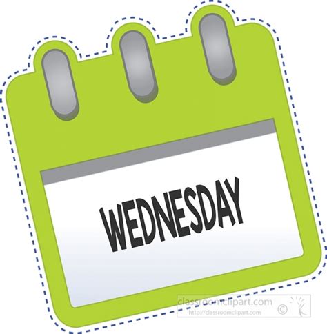 Day Of The Week Calendar Sunday Green Classroom Clip Art