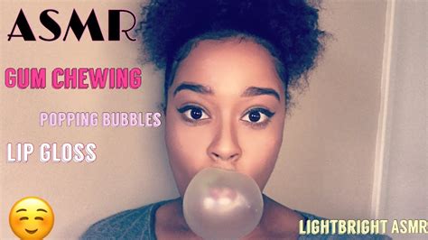 Asmr Gum Chewing And Blowing Bubbles Mouth Sounds Chewing