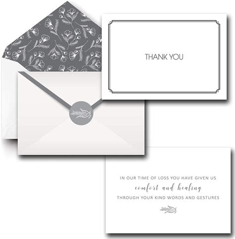 Funeral Thank You Cards With Envelopes Set Of 20 Bulk 4x6
