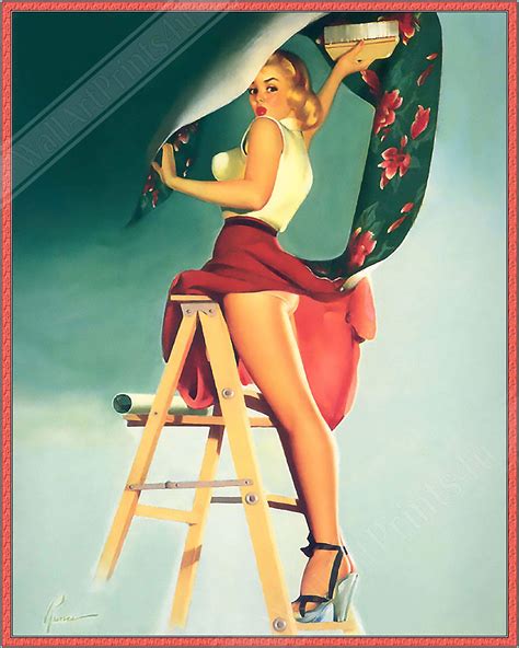 Vintage Pin Up Girl Poster Skirt Caught Wallpaper Edward Etsy