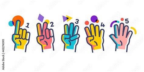 Hands Showing Numbers Hand Gesture Count 1 2 3 4 And 5 Vector Icon