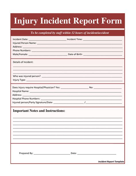 Printable Accident Report Form Template Printable Forms Free Online