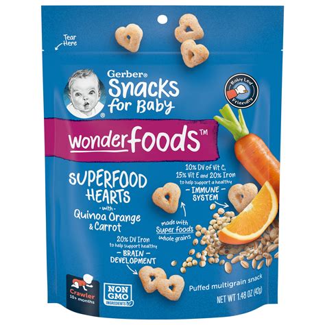 Gerber Snacks For Baby Wonderfoods Superfoods Hearts Quinoa Orange