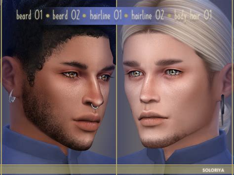 Beards 01 02 Hairlines 01 02 Body Hair 01 Sims 4 By Soloriya From