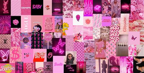 Neon Pink Boujee Aesthetic Wall Collage Kit Digital Download Etsy In