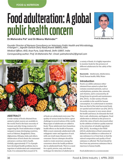 Pdf Food Adulteration A Global Public Health Concern