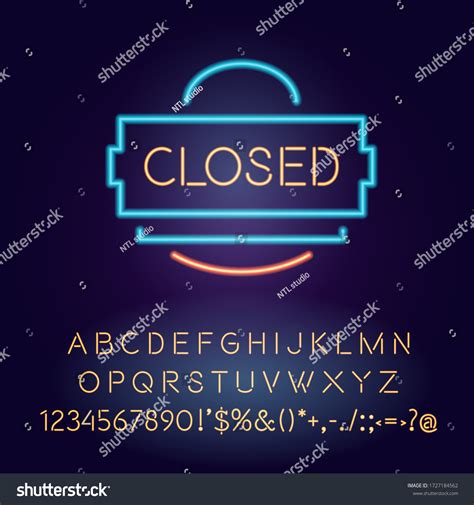 Closed Vector Neon Light Board Sign Illustration Royalty Free Stock