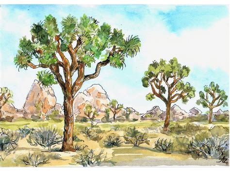 Joshua Tree Painting California Original Art National Park Etsy