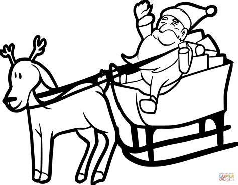 Santa Sleigh And Reindeer Page Coloring Pages