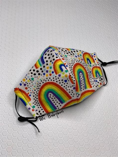 Rainbow Kids Face Mask Two Layer Cloth Washable Mask Made In Etsy