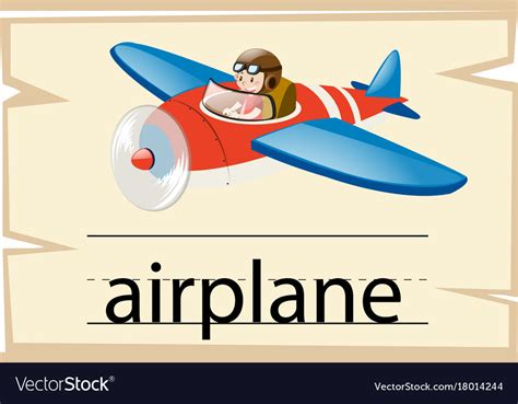 Wordcard Template For Word Airplane Royalty Free Vector