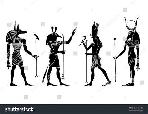 Egyptian Gods Goddess Anubis Sethhathor Horus Stock Vector 55853125 Shutterstock