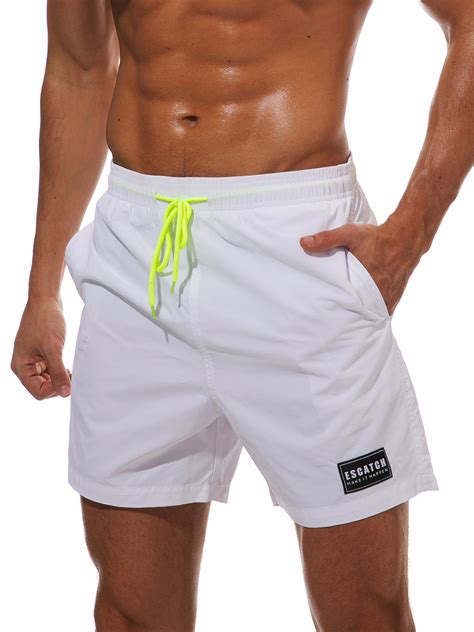 White Cats Yellow Mens Swim Trunks Summer Beachwear Board Shorts Quick Dry Print Board Shorts Men