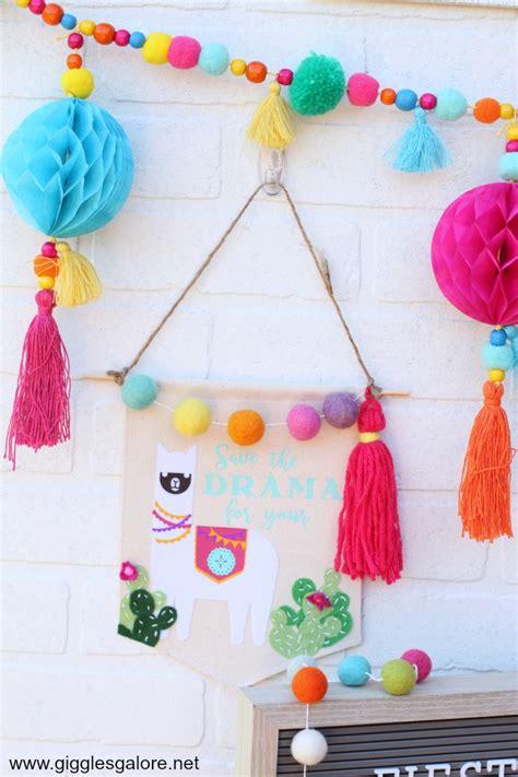 Colorful Fiesta Llama And Cactus Banners Made With Cricut Maker