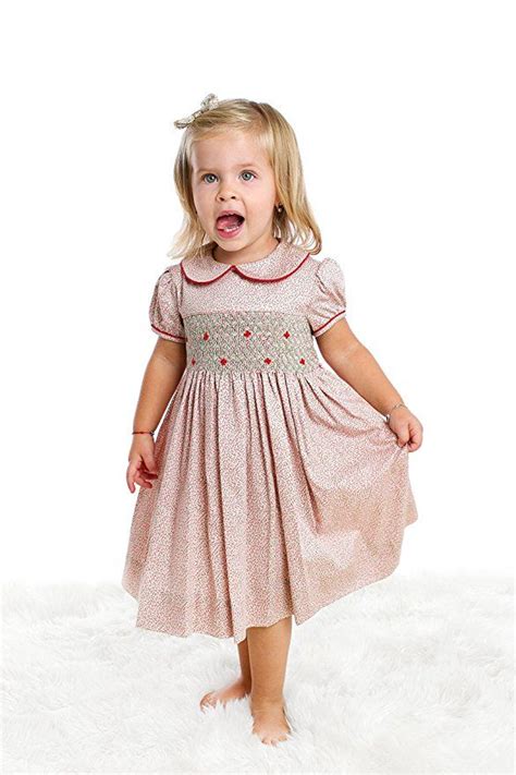 Toddler Girlss Hand Smocked Holiday Dress Floral Print 4t Robe