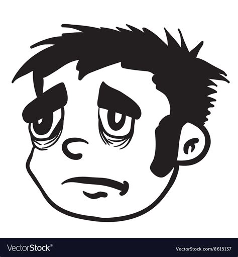 Simple Black And White Sad Boy Royalty Free Vector Image
