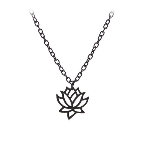 Black Lotus Outline Pendant Necklace | Lotus outline, Lotus flower outline, Necklace